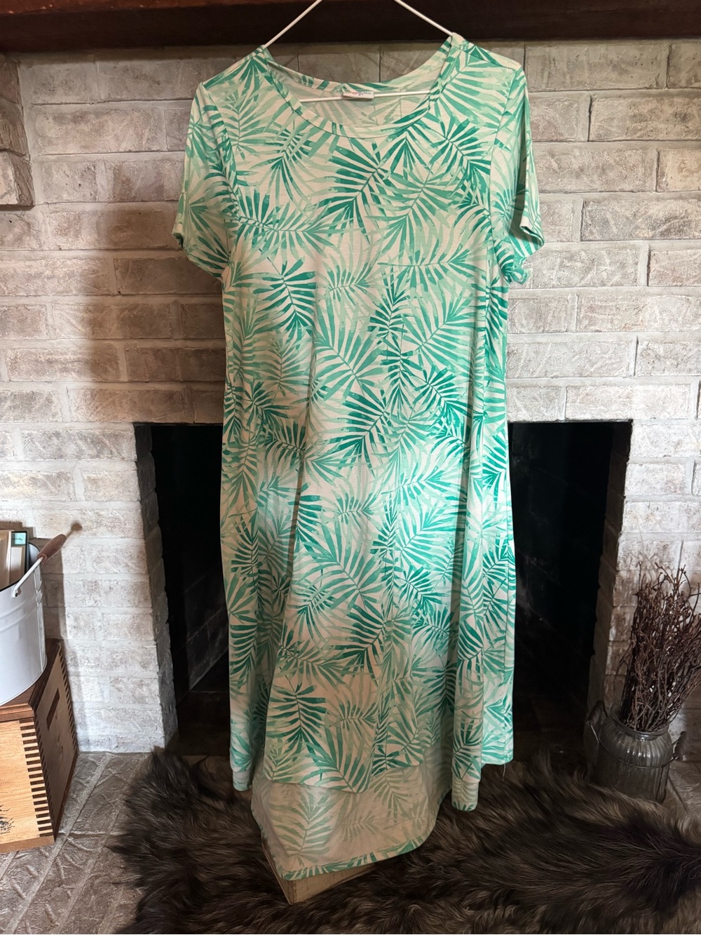 LuLaRoe Green Palm Leaf Maxi Dress